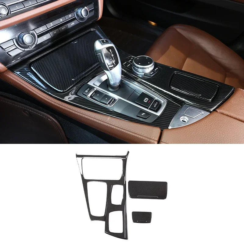 For BMW 5 Series F10 2011-2017 Accessory Carbon Fiber Interior Dashboard Console Gear Shift Panel Decoration Cover Trim Stickers 6