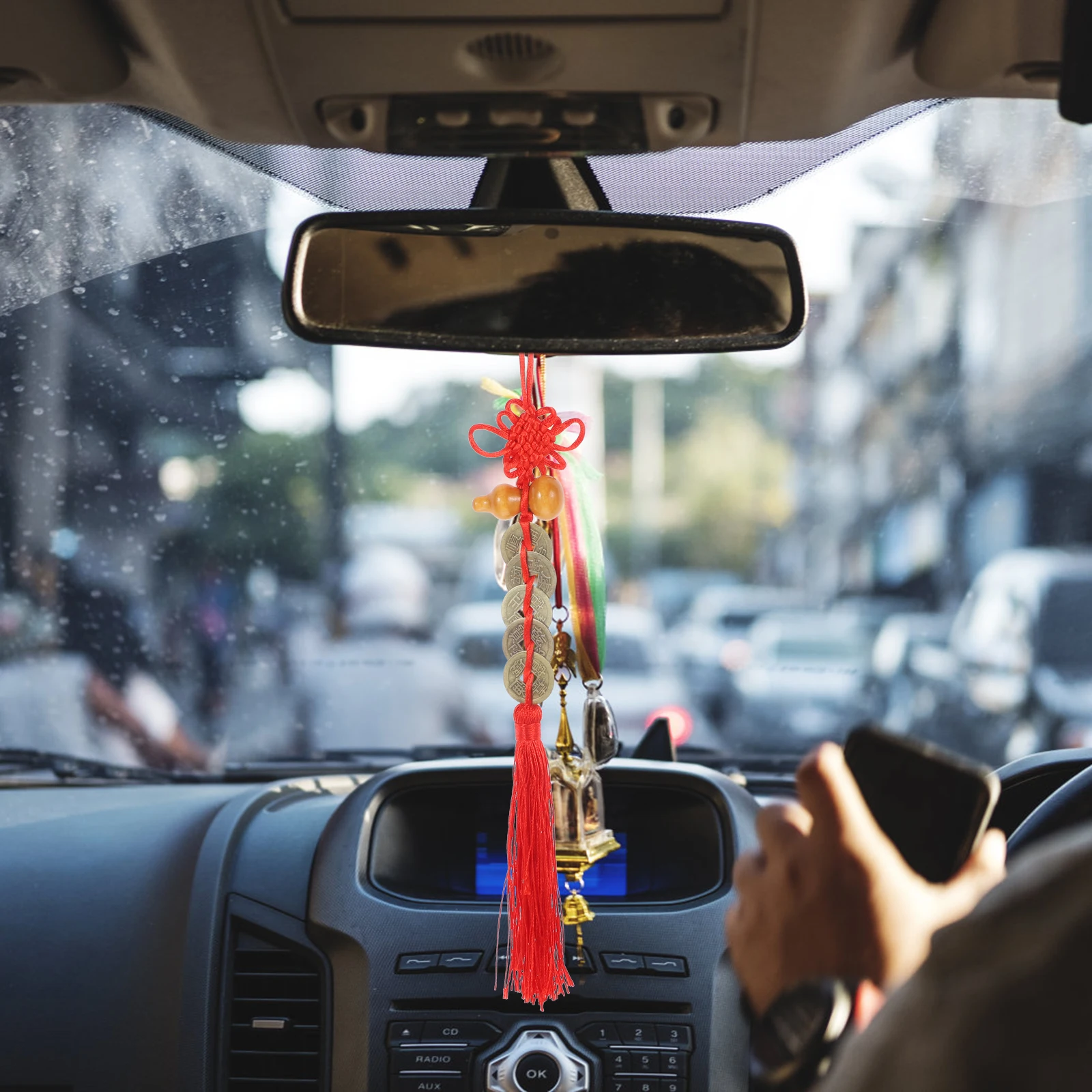 4 قطعة عقدة الصينية القرع شرابة الحلي محظوظ الثروة قلادة ديكور للمنزل سيارة مكتب السنة الجديدة مهرجان معلقة السحر