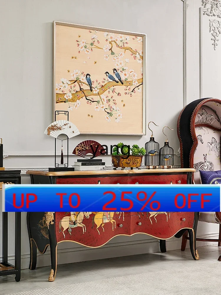 

Lmm villa entry solid wood China red retro Guochao new Chinese hand-painted entrance counter