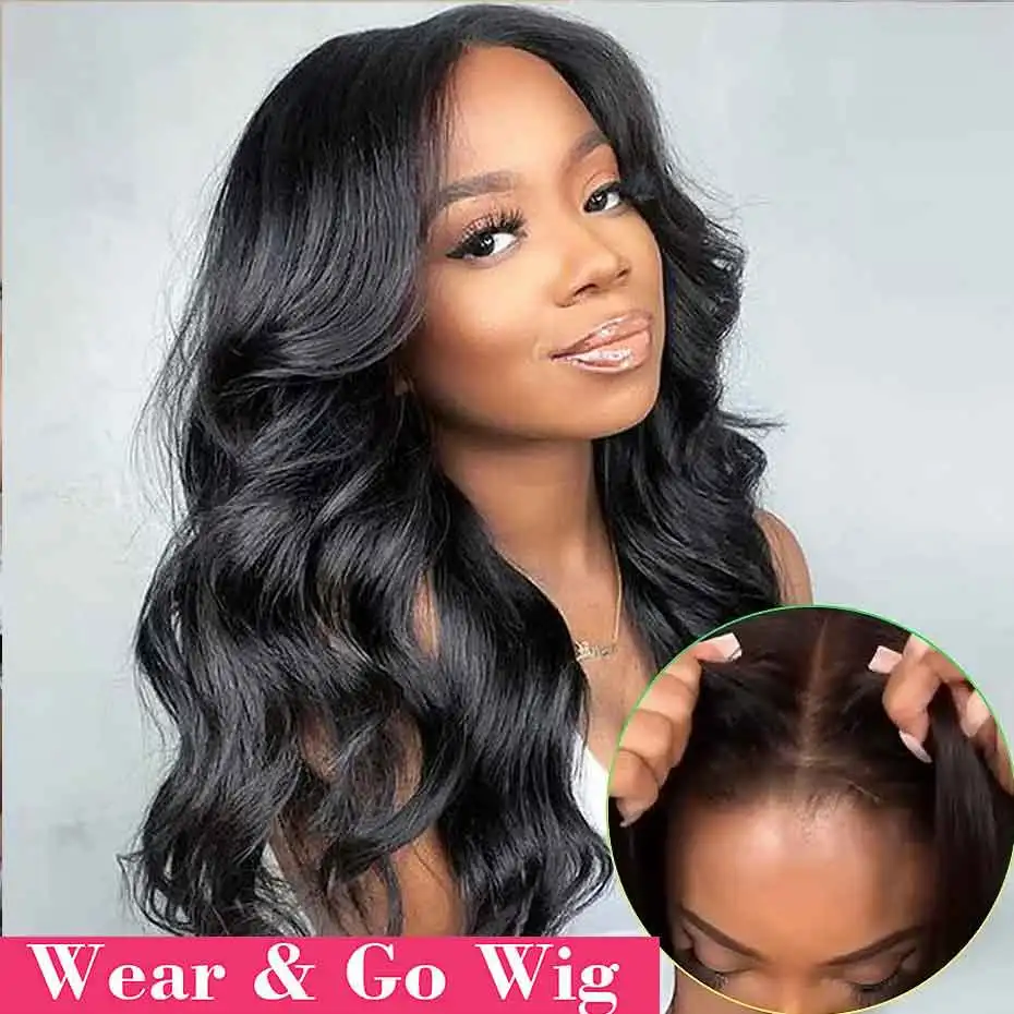 Natural Color Body Wave Glueless Lace Front Wig Human Hair 6x4 Lace Closure Human Hair Wigs Bling Glueless Lace Frontal Wig