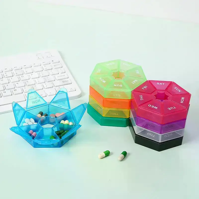 7 Days Pill Storage Box Mini Travel Portable Medicine Dispenser Multifunction Plastic Seven Compartment Sealer Box