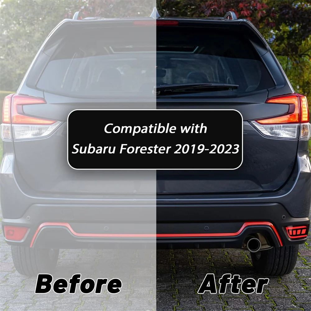 LED Rear Reflector Bumper Fog Light Kit For Subaru Forester 2019-2023 Accessories Tail Brake Turn Signal Light 3 In 1 Auto Parts