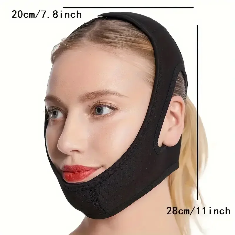Anti-snoring chin strap. Adjustable, breathable, for men & women. Stops snoring by keeping mouth closed. Effective solution