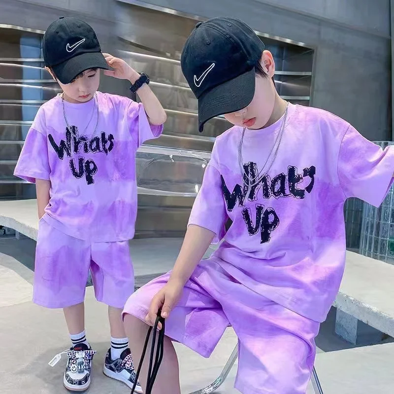 2024 New Boys Summer Quick-dry Suit Children Streetwear Boy Short Sleeve TShirt + Shorts Two-piece Sports Set Baby Loose Outfits