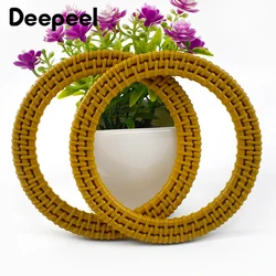 2Pcs Deepeel 11.6cm Fashion Plastic Round Bag Handle Women Handbag Woven- Rattan Ring Handles DIY Handmade  Accessories