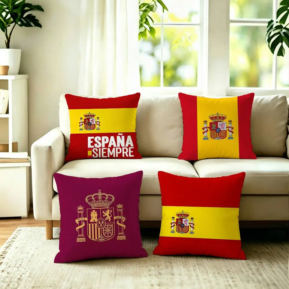 The Flag of Spain Pillow Case Square Double-Sided Sofa Cushion Cover Bedroom Bedside Pillow