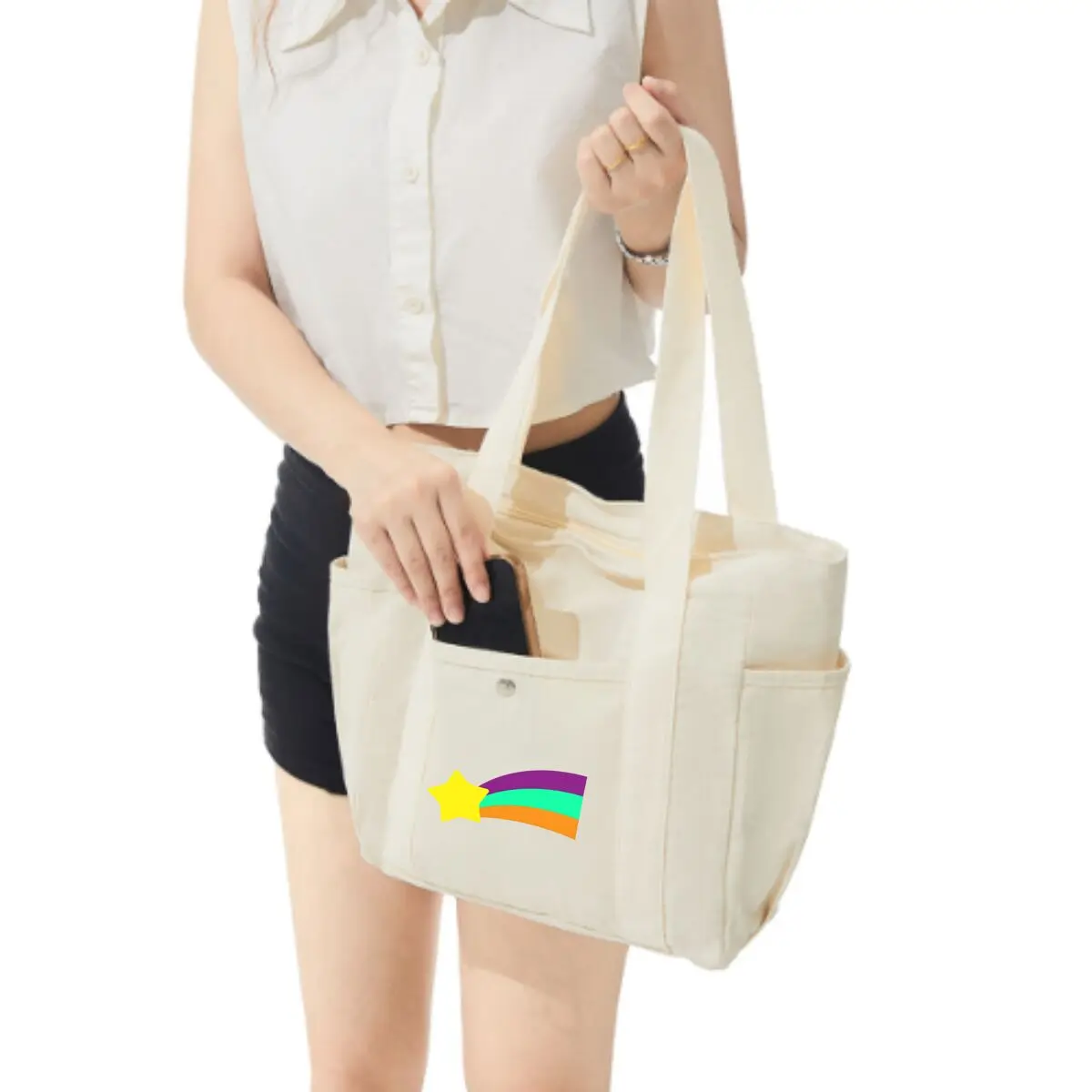 Rainbow Sign Hints Hope Tale Stylish Multi-Pocket Shoulder Bag for Shopping & Daily Use