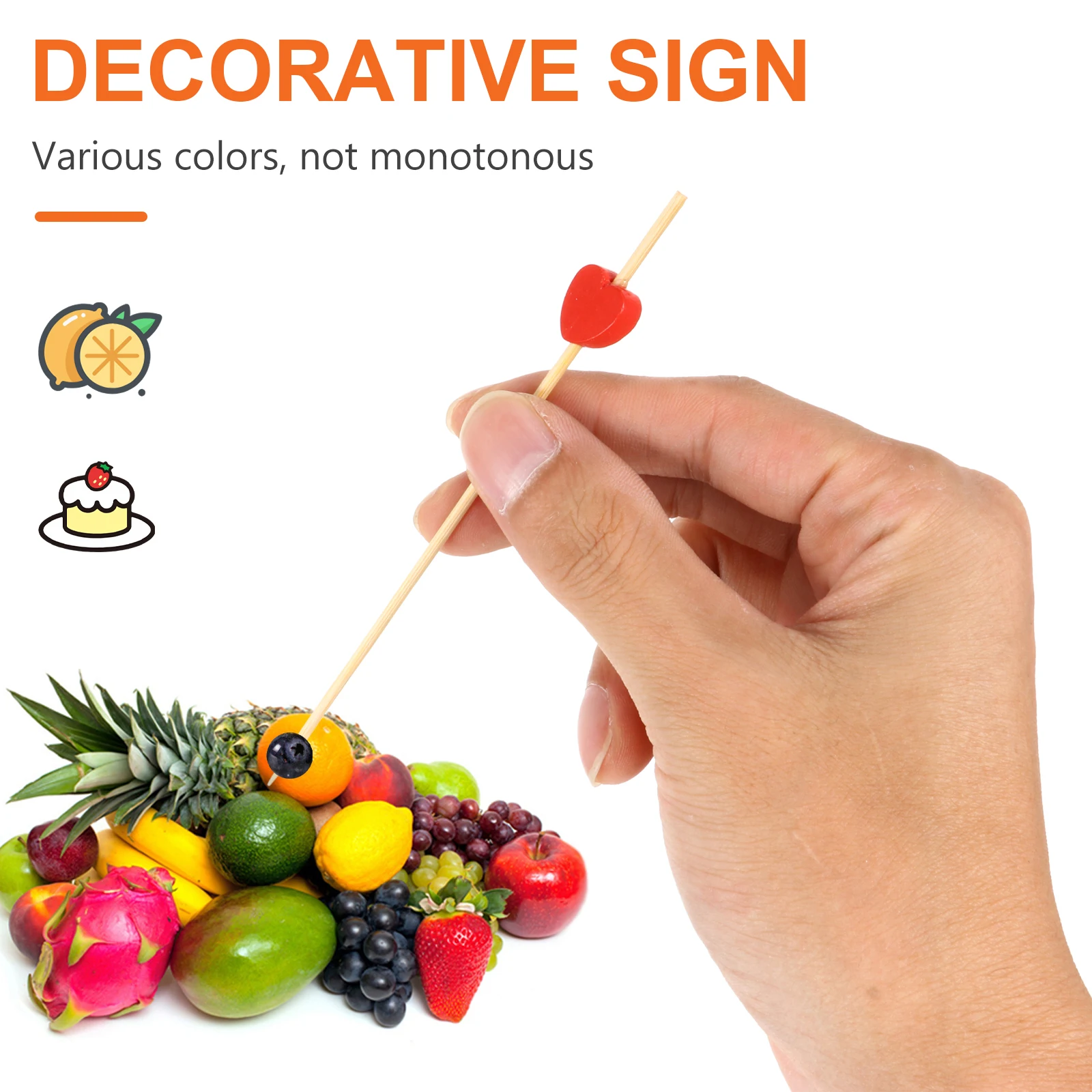 

100 Pcs Colorful Heart Sign Cocktail Picks Drink Stick Dessert Fruit Wooden Cupcake Toppers