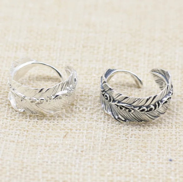 

Japanese indian style handmade wavy feather ring opening adjustable retrostylishretro ring