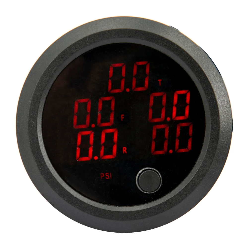 Car Ultra Thin Air Suspension Pressure Gauge PSI 2'' 52mm Air Press Boost Air Ride Meter LED Five Display With 1/8NPT Sensors