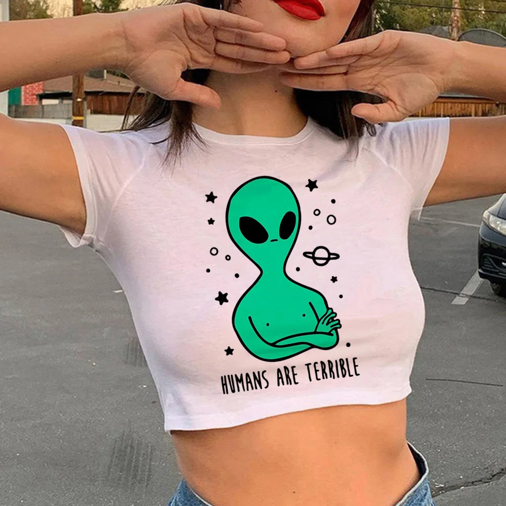 Alien t shirt women harajuku funny Y2K top female streetwear clothing