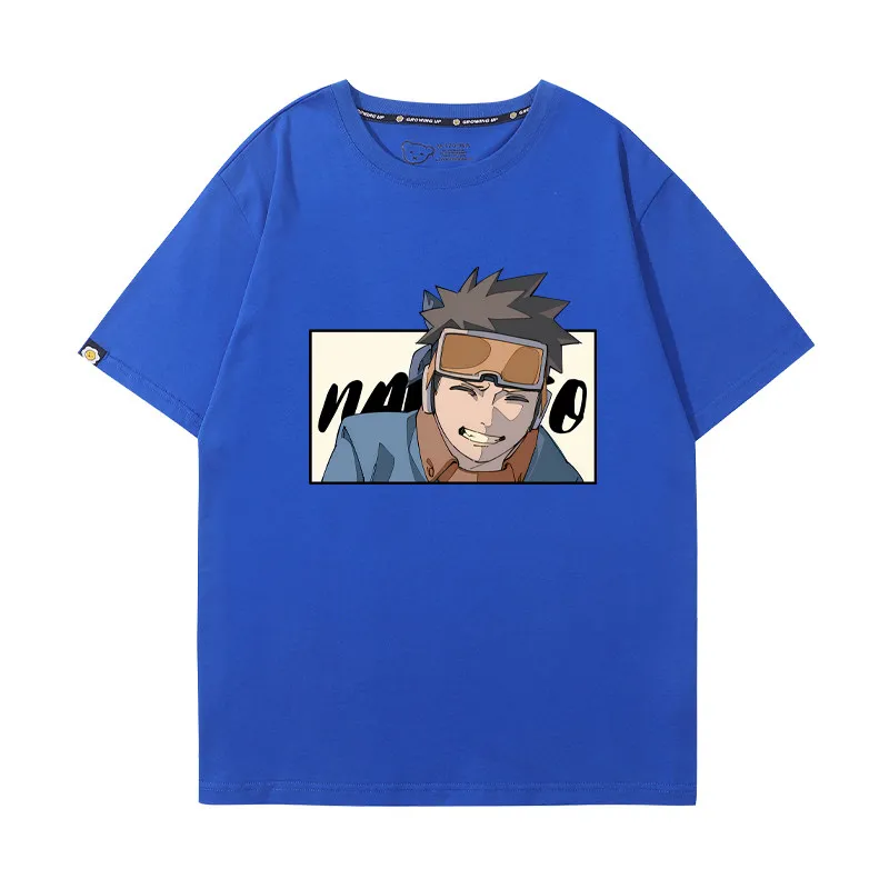 Naruto Anime Flag Mokakashi Obito Surrounding Short Sleeved Male and Female Children's Summer Pure Cotton Parent Child T-shirt