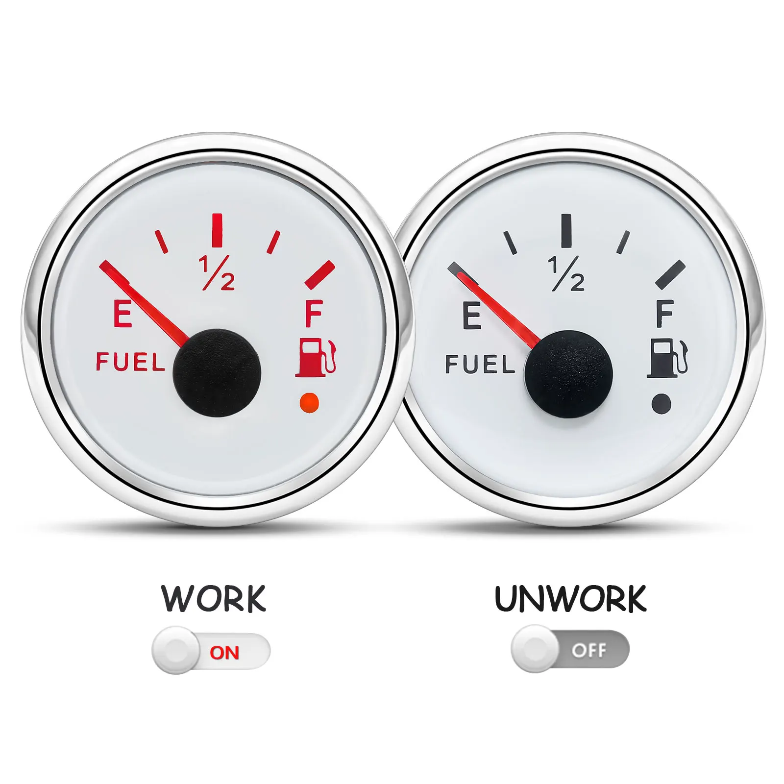 Auto- und Boot-Booster-Alarmanzeige 2'' 52mm Öldruckmesser Wasserstandsmesser Kraftstofftemperatur 12V 24V Voltmeter Zubehör Messgerät – Detail 16