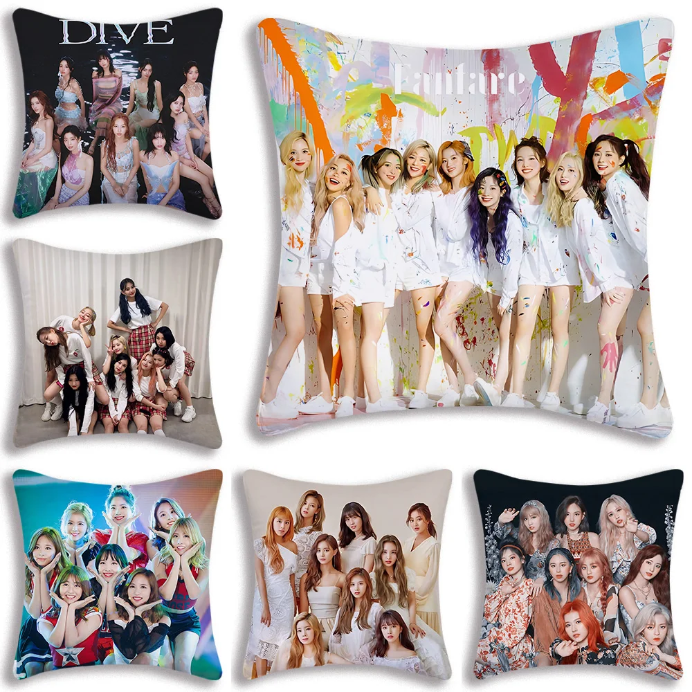 Singer Twice Kpop Pillow Covers Cartoon Sofa Decorative Home Double-sided Printing Short Plush Cute Cushion Cover