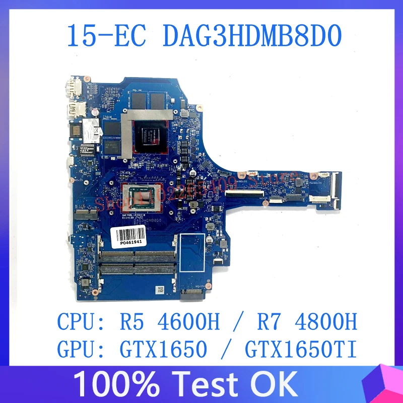 Imagem -01 - Placa-mãe Portátil para hp Dag3hdmb8d0 Mainboard para hp 15-ec 15z-ec Tpn-q229 r5 4600h Cpu r7 4800h Gtx1650 Gtx1650ti 100 Teste