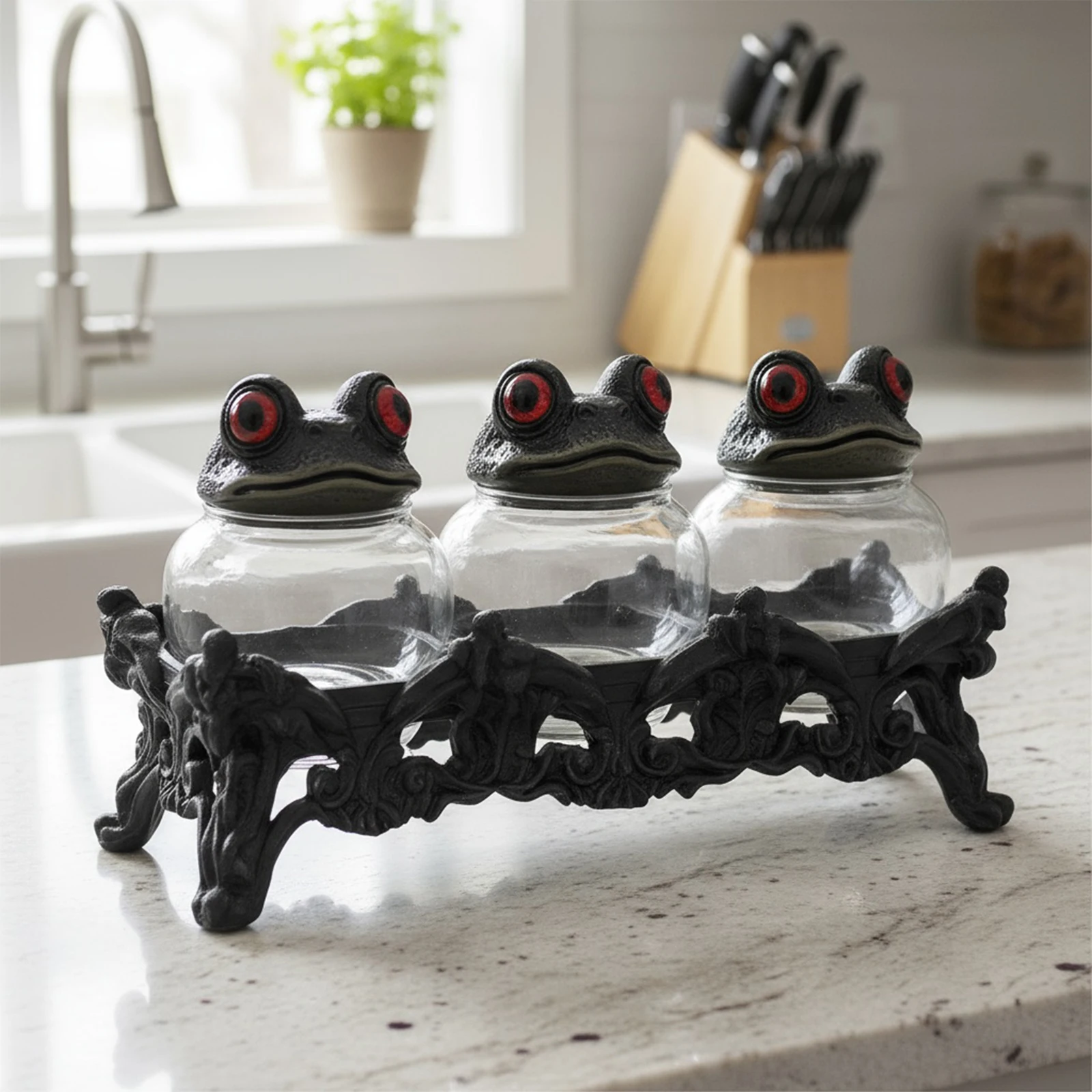 

Handcrafted Witchy Frog Apothecary Spice Jars Empty Clear Seasoning Jars Spice Containers Seasoning Containers for Salt Pepper