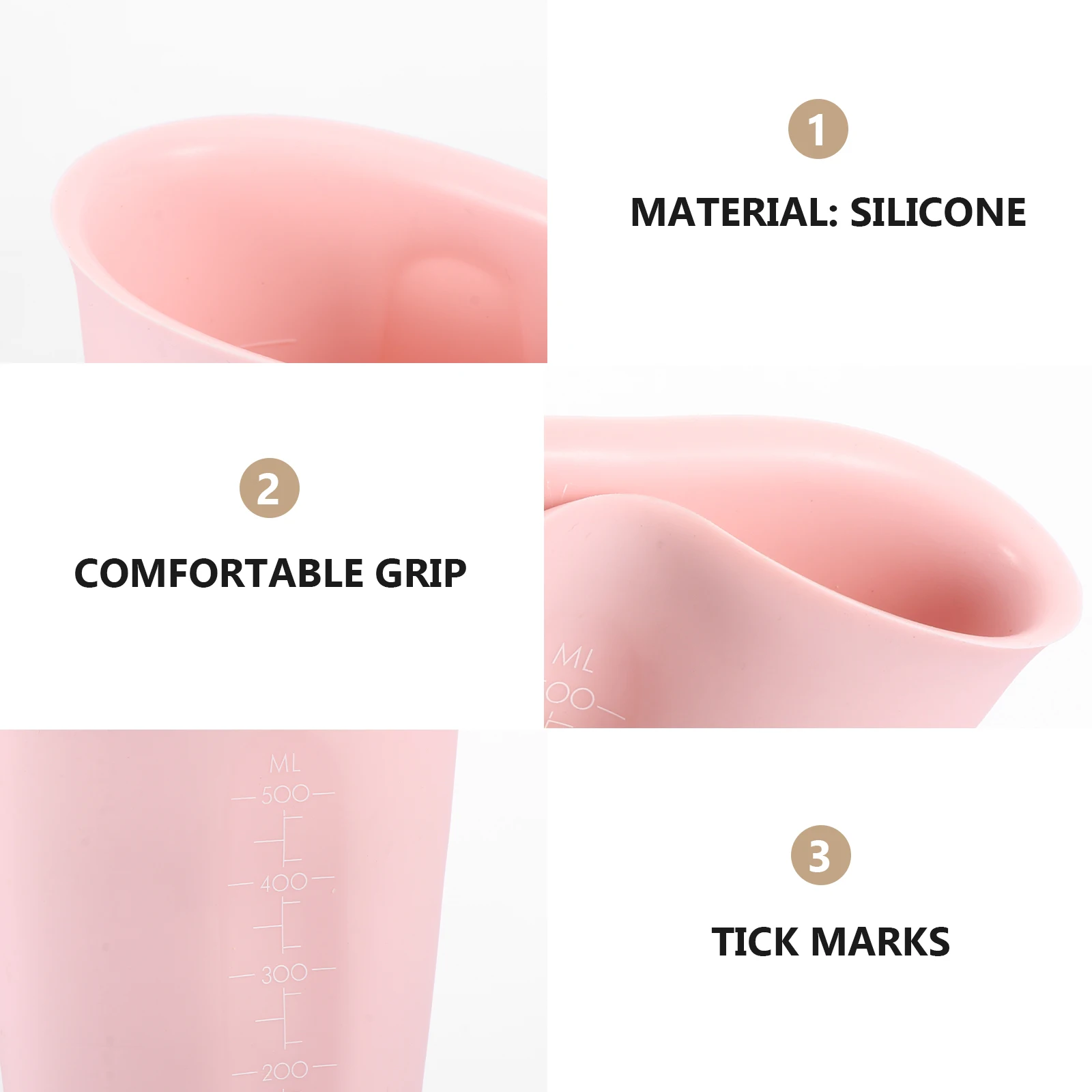 

Silicone Measuring Cups Kitchen Baking Tool Practical Jug 450ml Colorful Safe Family Food Wide Mouth Design Transparent Body