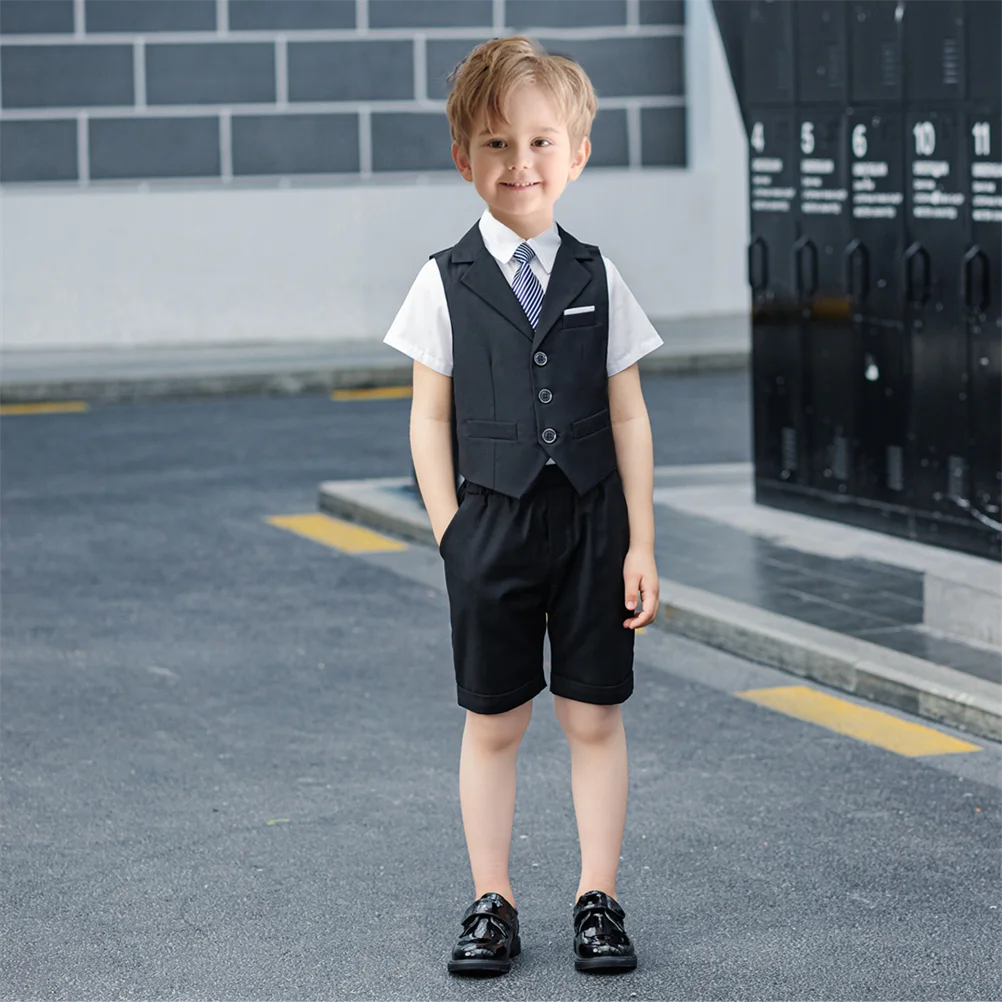 2025 Txjojn New Colorful Kids Suit Set 3 Pieces Vest Shorts Tie For School choir performance Cute Casual Boys Suits Daily Life