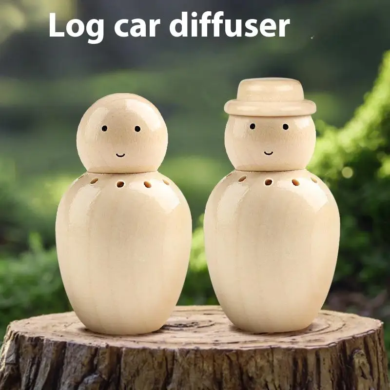 

Car Air Freshener Perfume Clip Wooden Man Empty Bottle Fragrance Ornament Wood Vent Outlet Diffuser