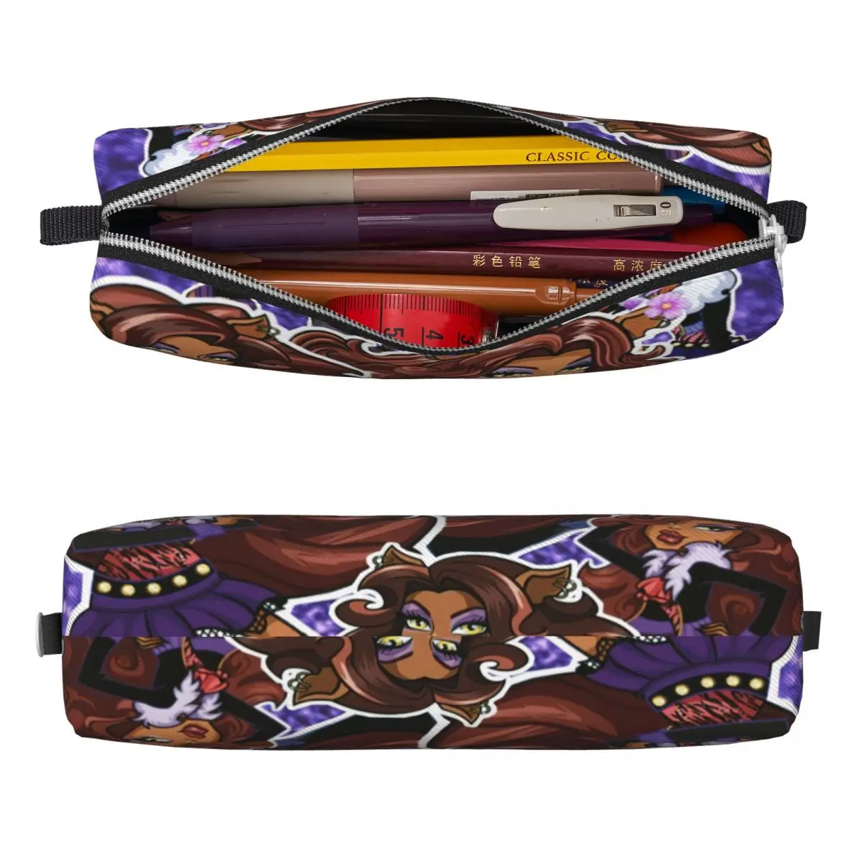 Lovely Monster High Anime Pencil Case Clawdeen Wolf Pencil Pouch Pen Student Big Capacity Bag Students School Gifts Accessories