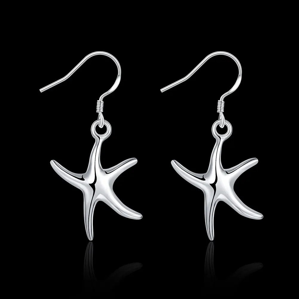 Pendientes de plata de ley 925 con forma de estrella de mar para mujer, joyería clásica Popular, a la moda, para fiesta, boda y vacaciones