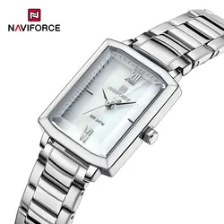 NAVIFORCE 2024 New Ladies Quartz Watch Fashion Simple Square Gold Women's Stainless Steel Waterproof Clock Wristwatches Gifts