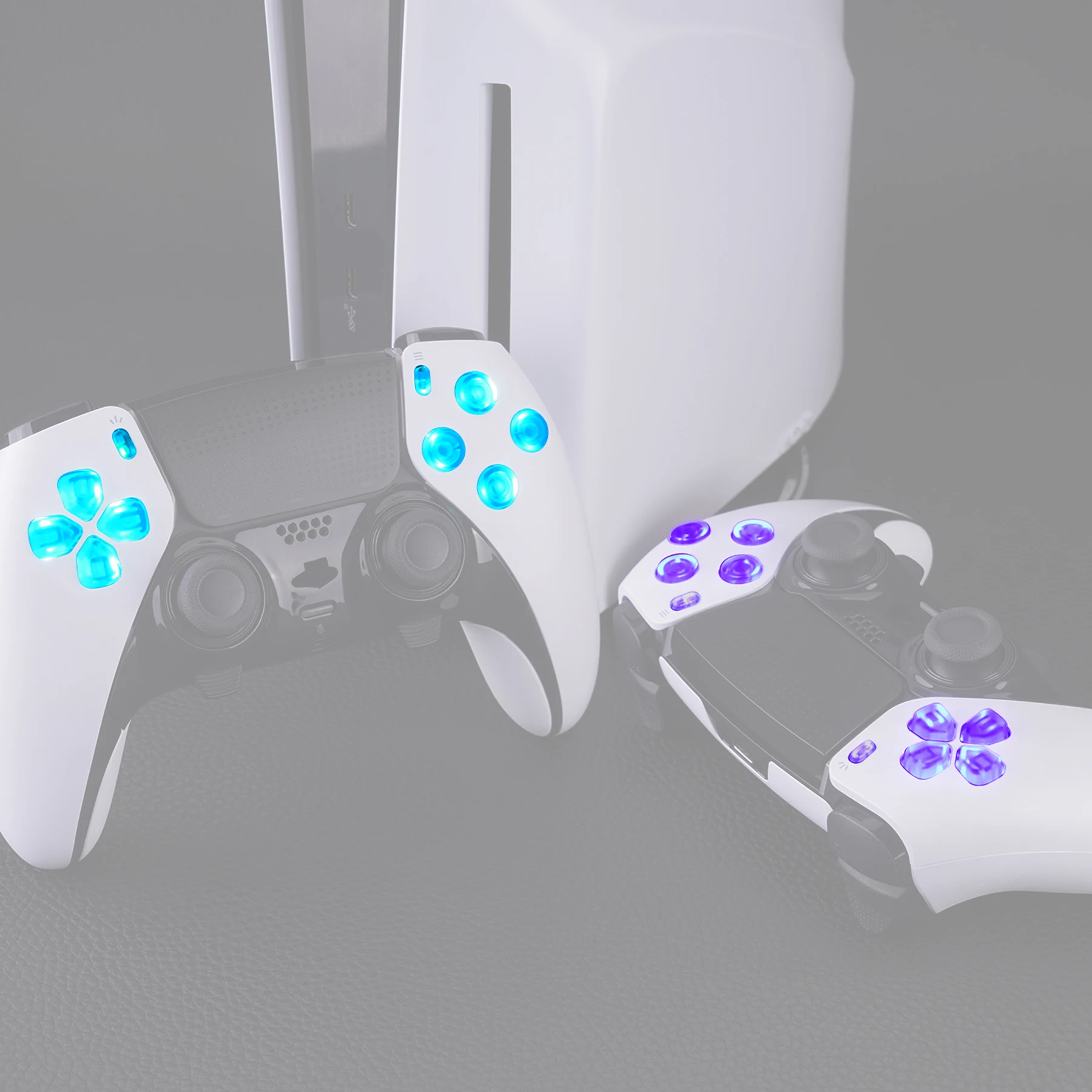 eXtremeRate Wielokolorowy Podświetlany RGB D-pad Przyciski Akcji Kreatywności Opcji Home i Przyciski Twarzowe Zestaw LED D&F do Kontrolera PS5 Edge — zdjęcie produktu 5