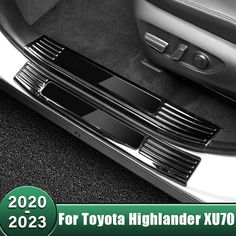 

Car Welcome Door Sills Scuff Plate Pedal Guards Protector Sticker For Toyota Highlander XU70 Kluger 2020 2021 2022 2023 Hybrid