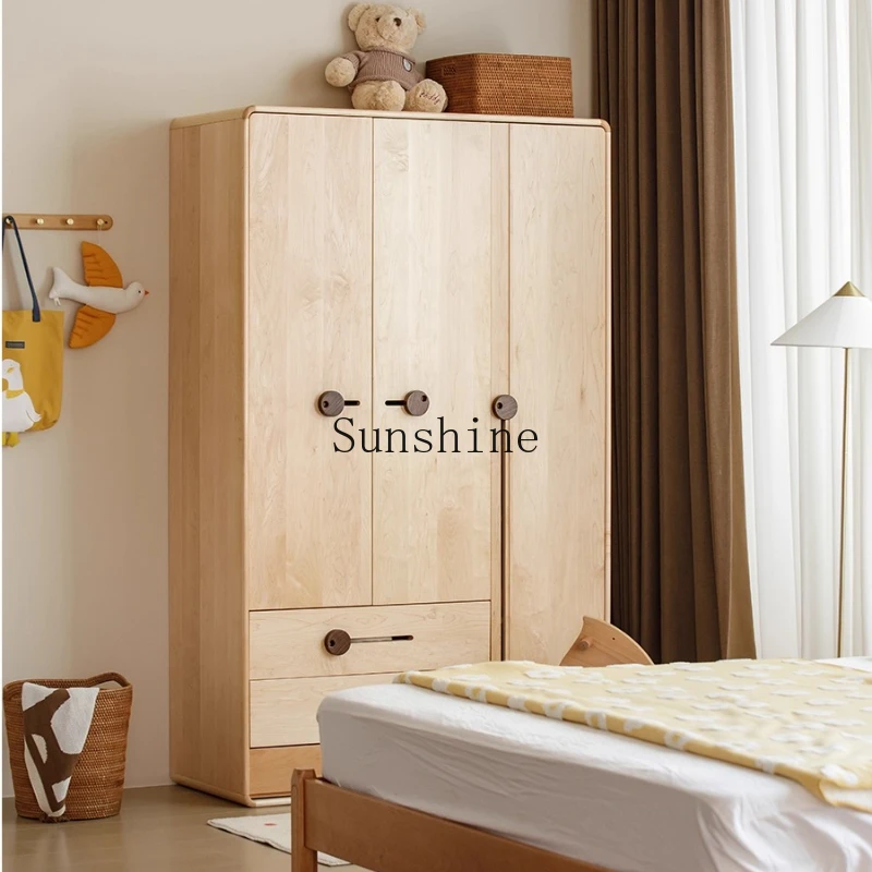 

Opposite door solid wood wardrobe children's bedroom simple side cabinet