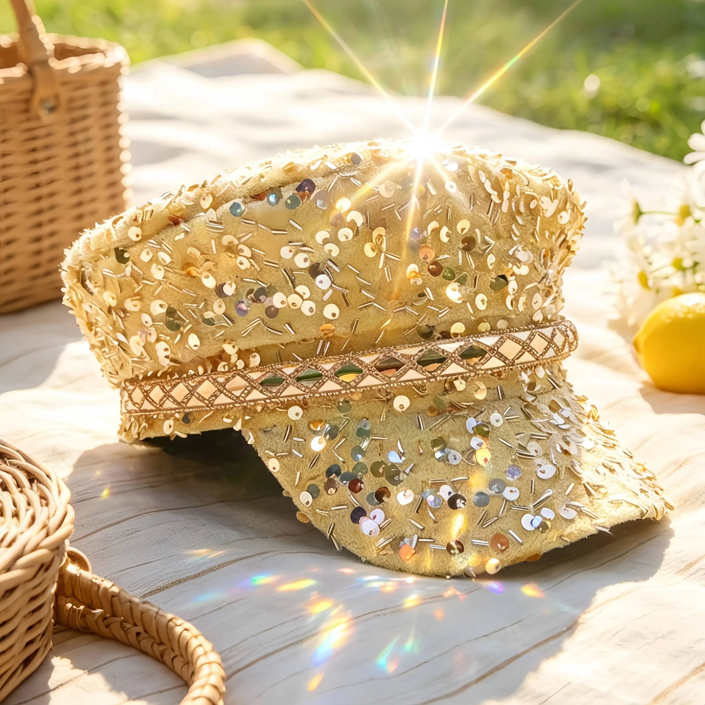 

Rhinestone Captain Hat | Sparkly Adjustable Military Hats for Music Festivals, Bars, Bachelorette Party – Shiny Costume Cosplay