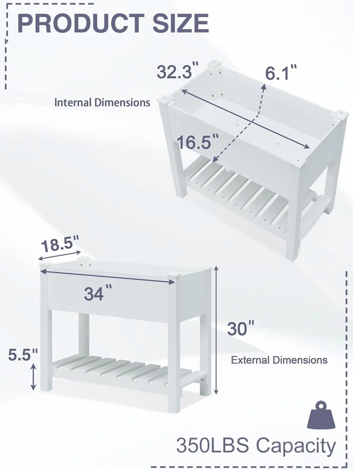 Psilvam Planter Box Raised Garden Bed, Poly Lumber Raised Garden Beds Outdoor with Storage Racks and Tarps, Superior to Cedar