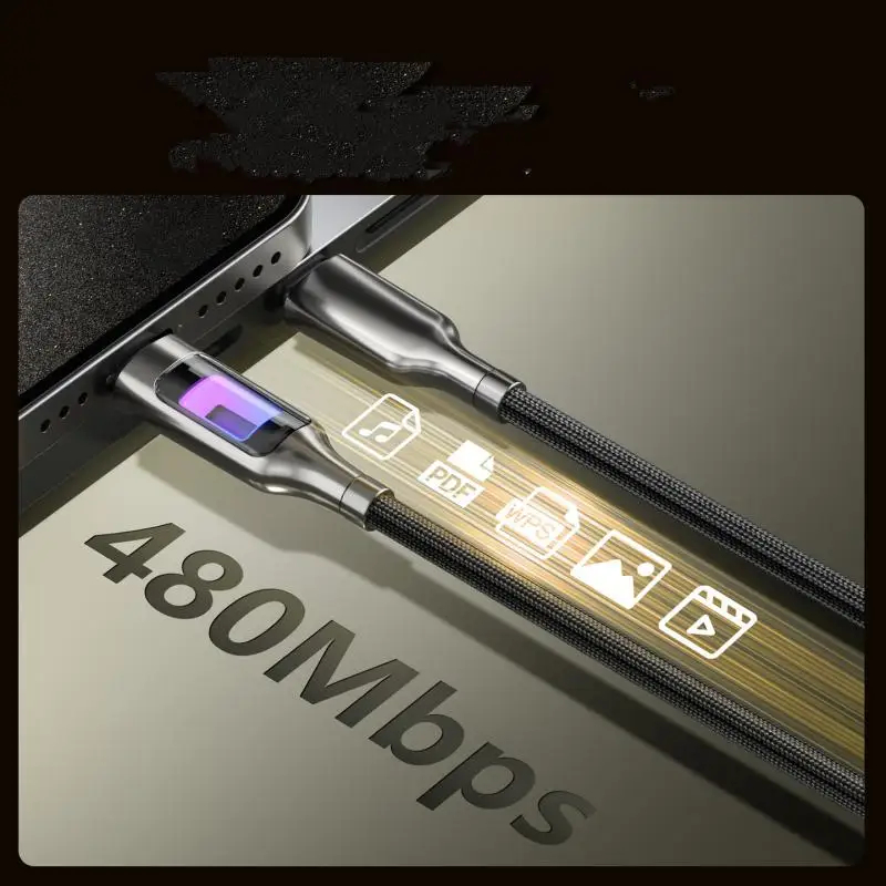 60W LED Indicator USB C to USB C Cable Nylon Braided 480Mbps Data Sync Fast Charging Cord 1M 2M Black White for Huawei Xiaomi