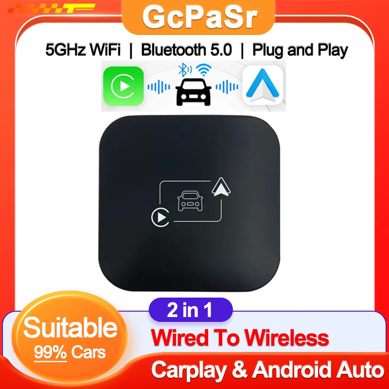 2 in 1 Mini Carplay & Android Auto Box Dongle Wired To Wireless For Benz Audi Toyota Mazda Nissan Chevrolet Suzuki Kia Ford etc.