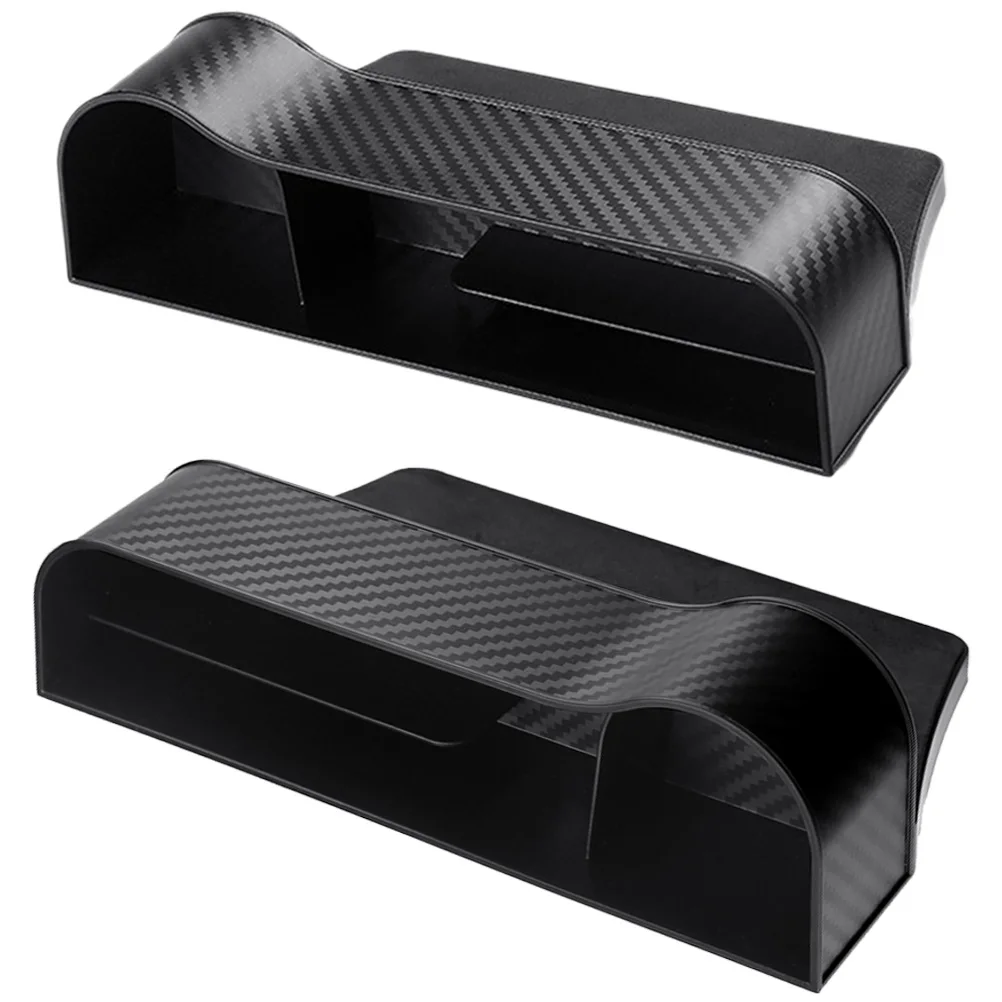 

2pcs Seat Organizer Black Carbon Car Seat Storage Box Fiber Texture Gap Car Gap Filler Filler Lightweight Compact