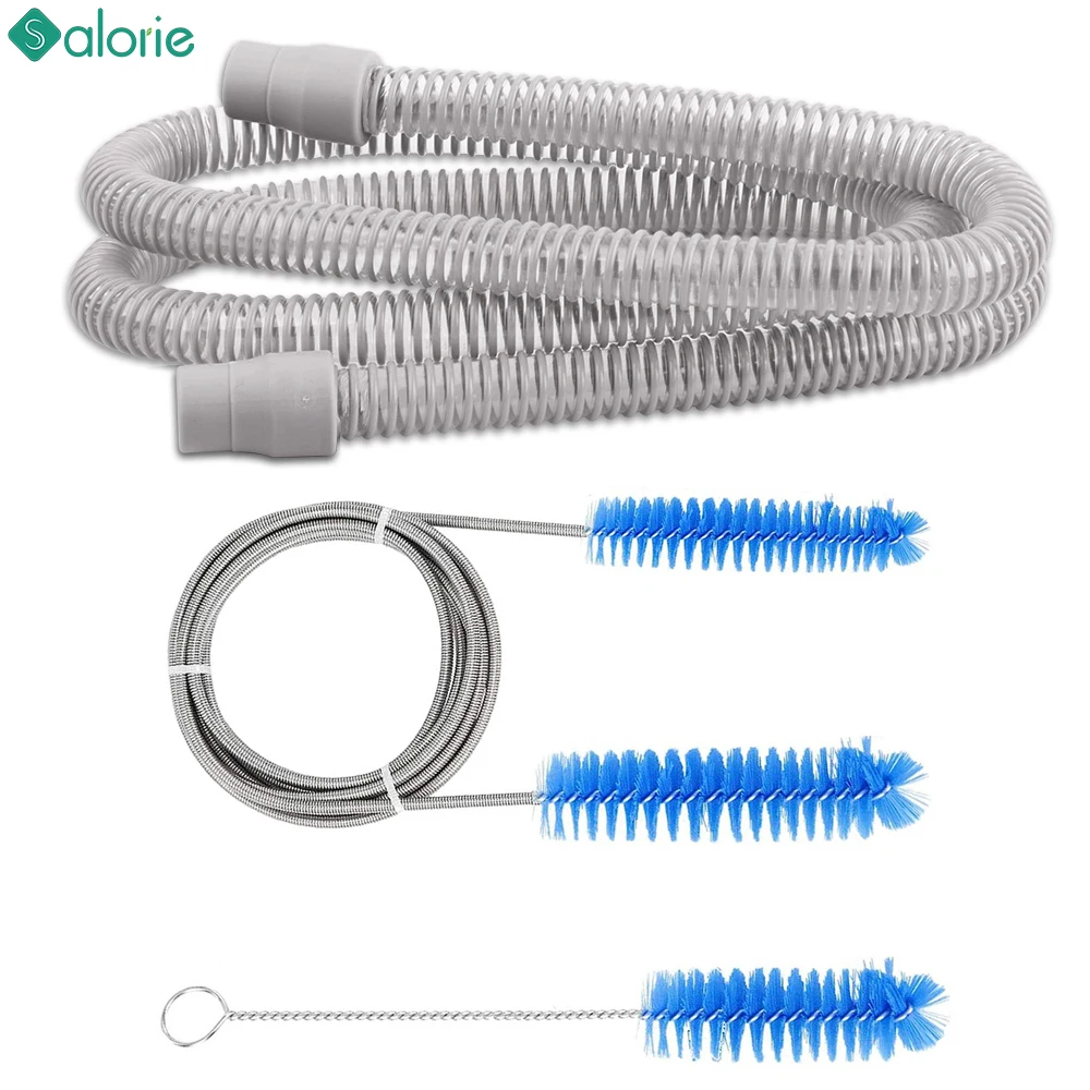 1.8m CPAP Tube for Sleep Apnea Snoring Shrink Tubing Flexible Hose Pipe CPAP Cleaning Brush for Mask and Tube Dual Brush Heads