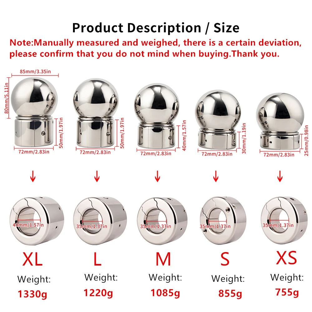 Super Heavy Testicles Ball Stretcher Removable Stainless Steel Male Weight Scrotum Pendant Cock Ring Lock CBT Sex Toys For Men