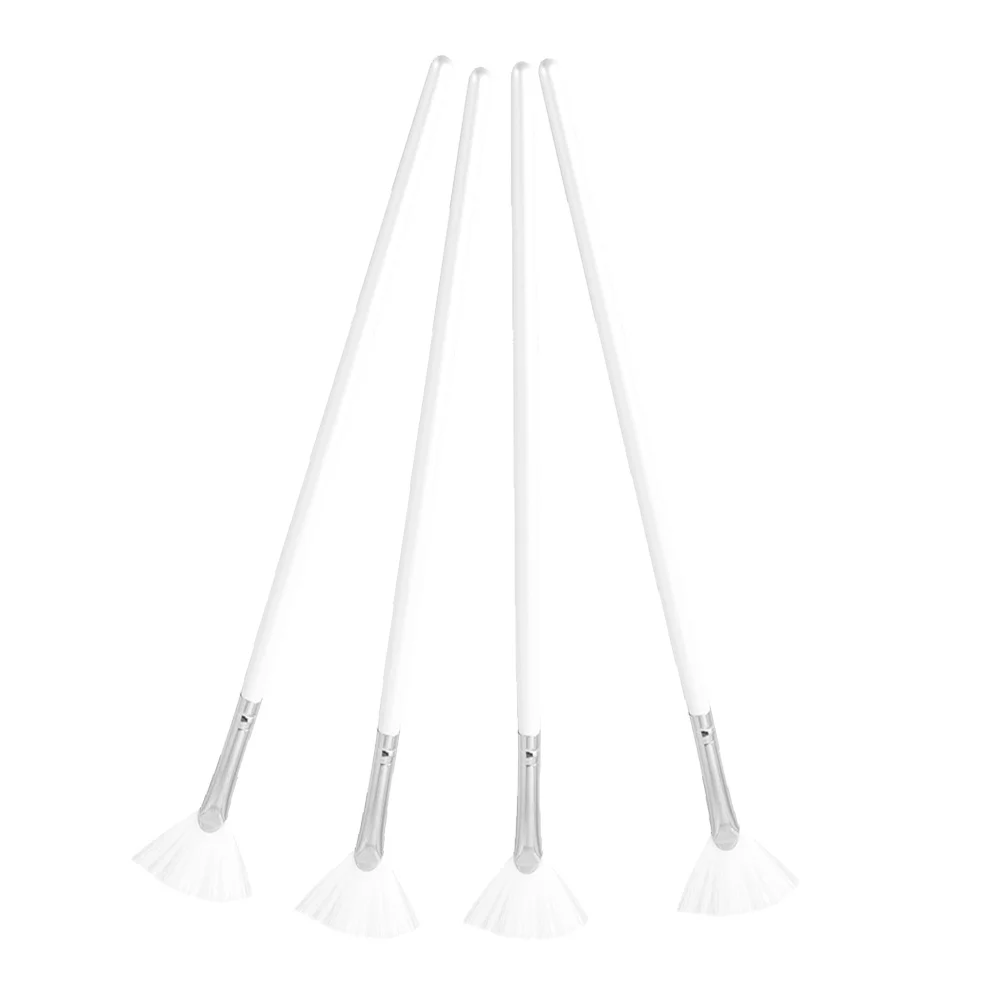 

4pcs Facial Mask Brushes Fan Shaped Applicator Tools For Skincare Routine Portable Brush Set Gentle Easy Clean