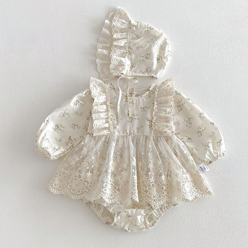 

Новинка 2026 года: весенний комплект для новорожденных девочек (0-24 месяца) – боди с длинным рукавом и шапочка, хлопковый комбинезон с принтом