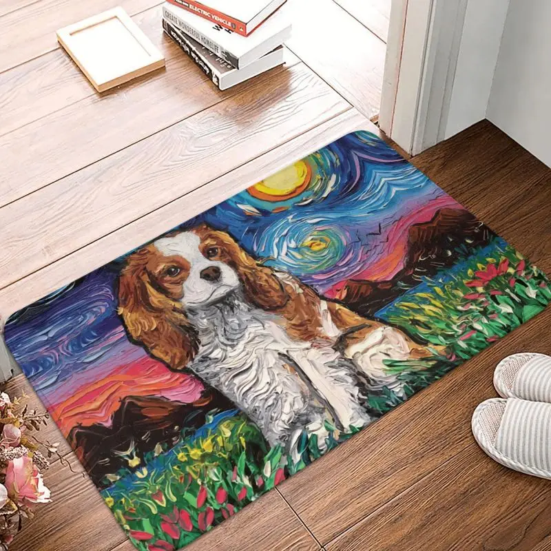 Cavalier King Charles Spaniel Pet Portraits Art Doormat Non-Slip Kitchen Bath Mat Bedroom Balcony Door Floor Entrance Carpet Rug