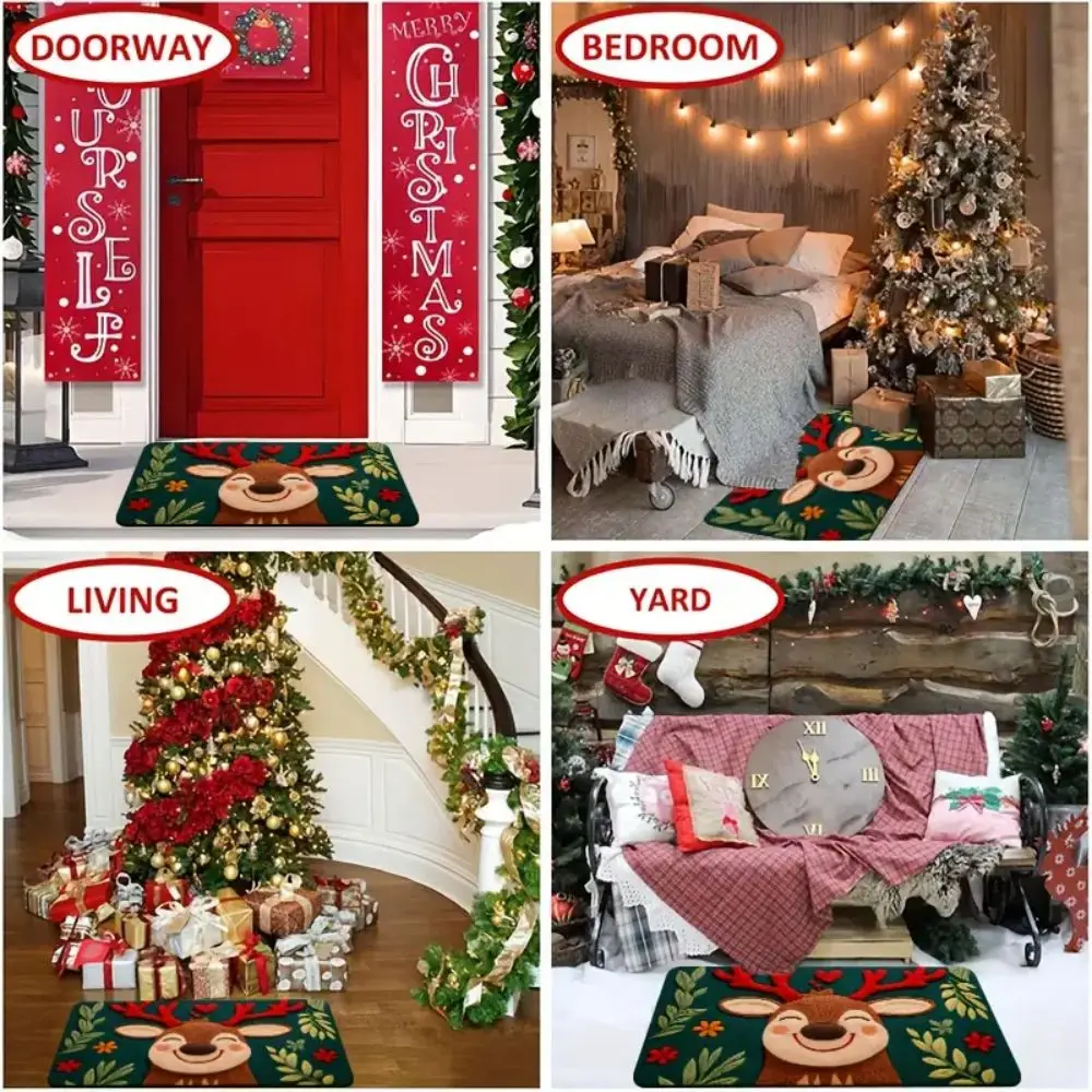 VIKAMA عيد الميلاد ممسحة إِلْكَة عيد الميلاد السجاد في الهواء الطلق والداخلي السنة الجديدة 2026 عيد ميلاد سعيد ديكور المنزل حصيرة القدم