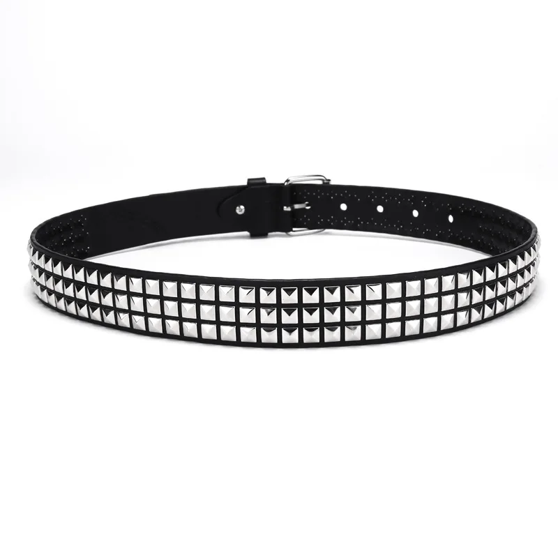 Modischer neuer quadratischer Perlen-Nietengürtel, Metall-Pyramiden-Gürtel für Männer und Frauen, Punk-Hardware-Jeansgürtel, Y2K-Designer-Gürtel, Damengürtel – Detail 7