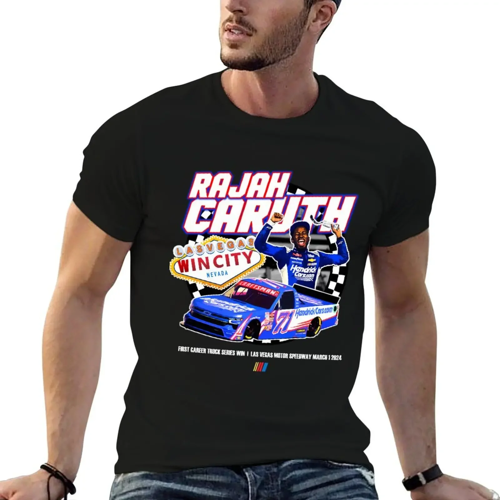 

Rajah In The Caruth 71 Truck Las Vegas Win Racing Graphic T-Shirt hippie clothes plus sizes oversized mens plain t shirts