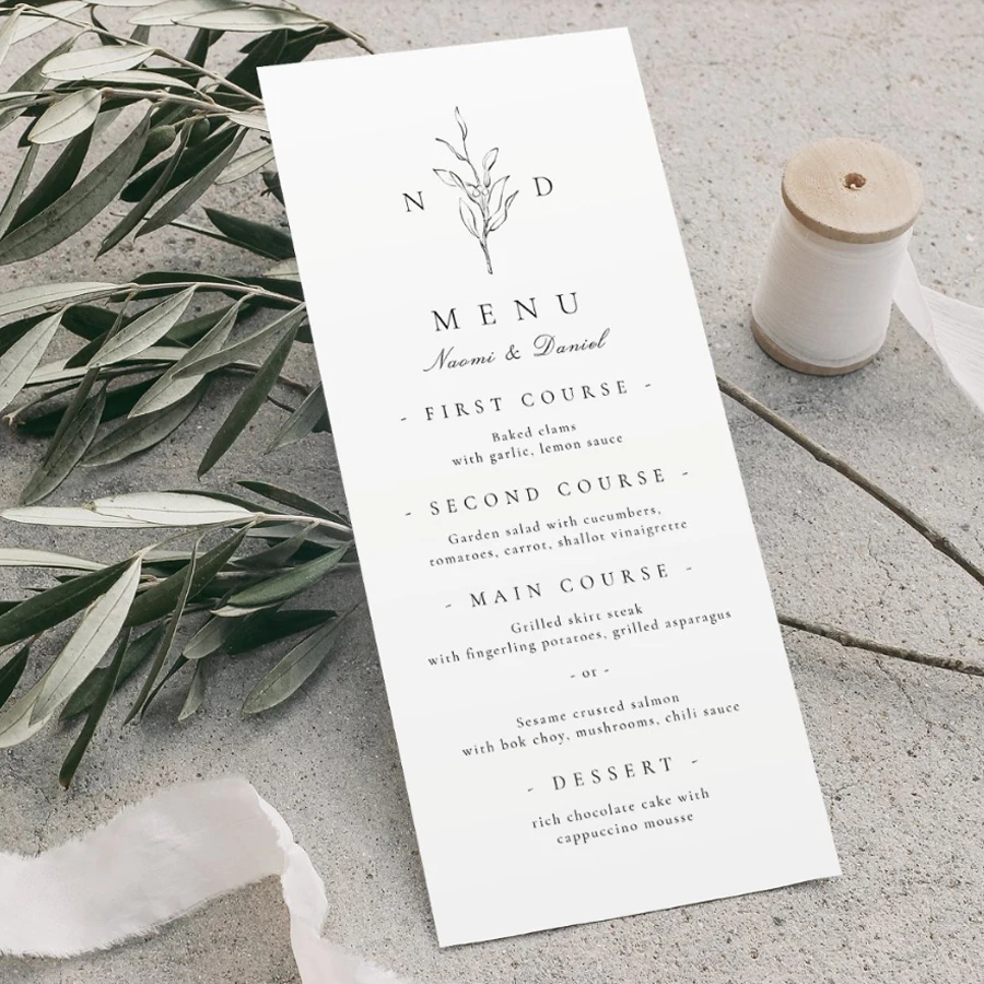 20/30/50 قطعة قائمة الزفاف القابلة للتخصيص الخط البسيط القائمة الزفاف بطاقة شخصية قائمة الزفاف مطعم القائمة #4