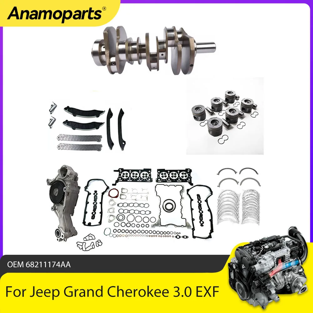 Engine Overhaul Repair Gasket Set Piston Crankshaft Timing Chain Kit Fit 3.0 L T EXF Diesel For Jeep Grand Cherokee Ram 3.0L