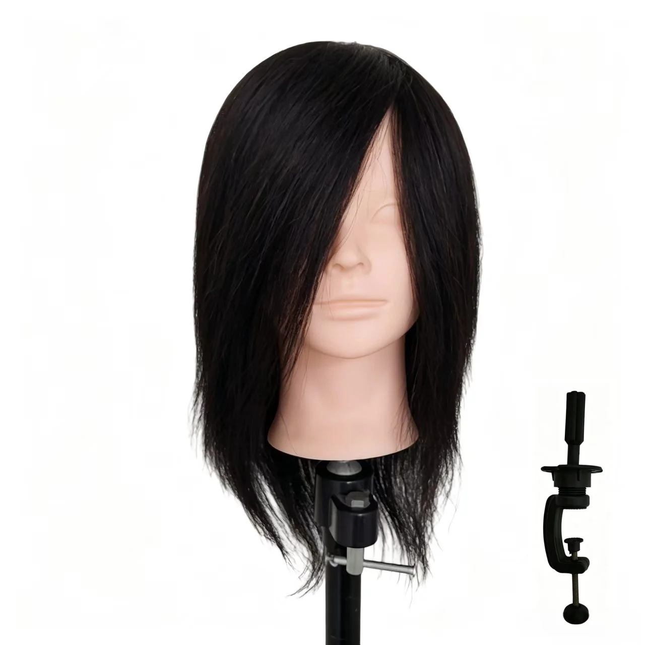 16-inch Mannequin Head with Real Human Hair, for Professional Styling, Colouring, Cutting and Beauty and Make-up Practice