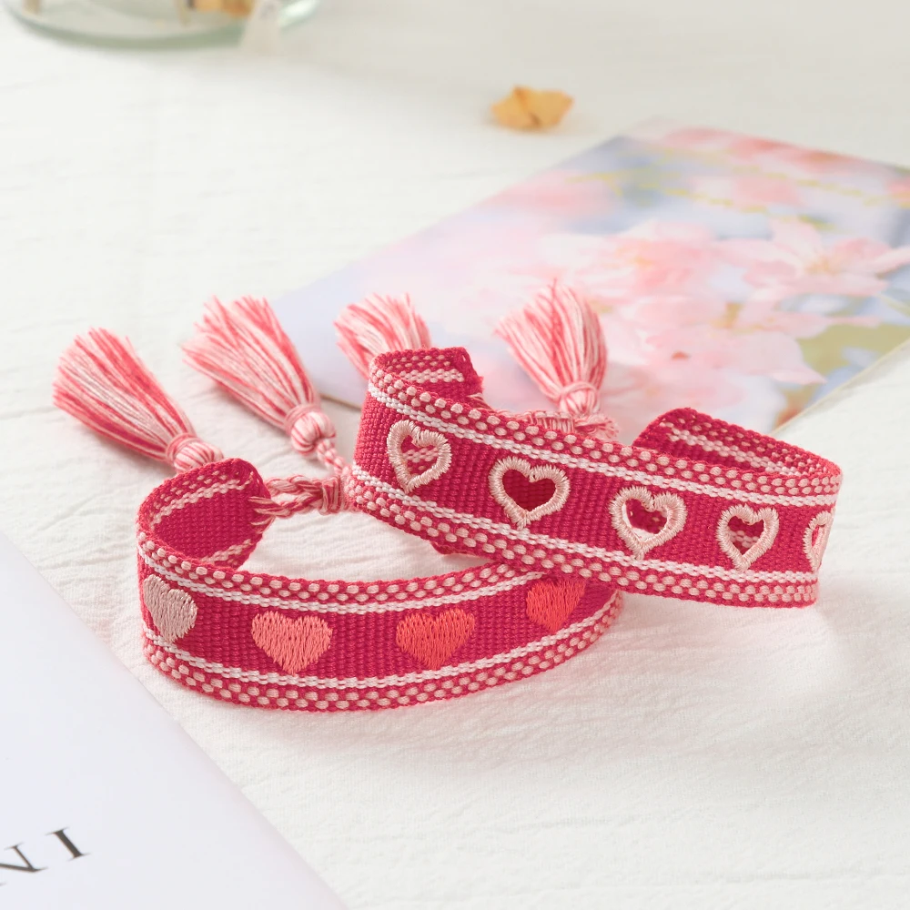 Braccialetti con cuori vuoti braccialetto dell\'amicizia intrecciato con regali di gioielli con nappe