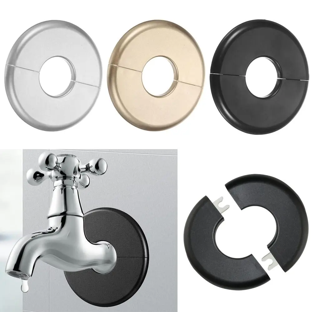 Useful ABS Shower Faucet Cover Black Round Pipe Wall Covers White Faucet Accessories Kitchen