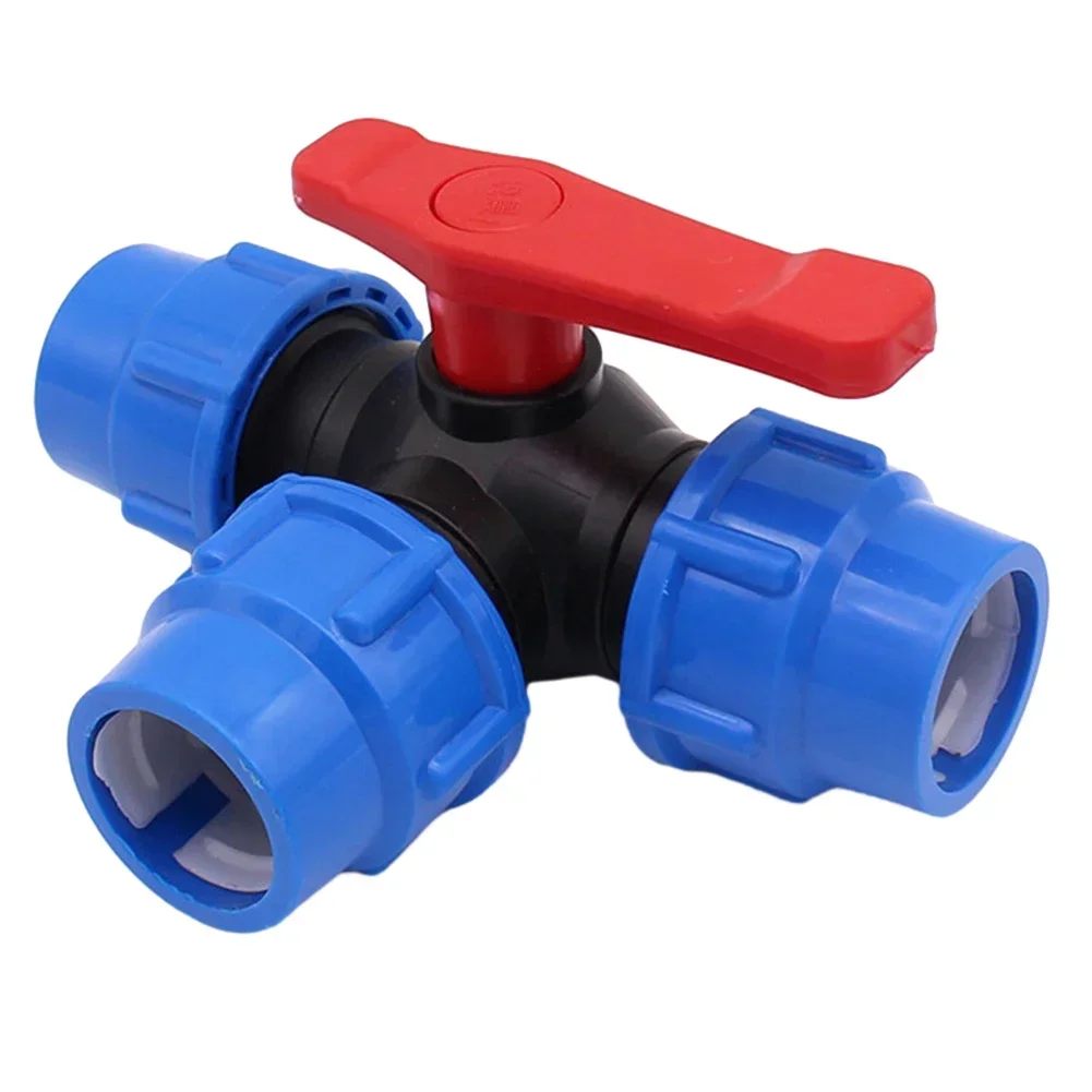 High Standard PE Pipe 3 Way Ball Valve Plastic Valve Ball 20 50mm Connection Hose Regulated Water Flow Easy Installation