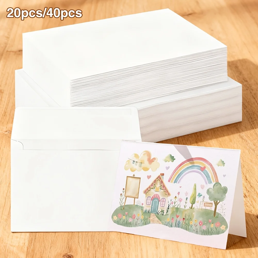 20/40 Stück Aquarellpapier-Grußkarten – ein Set, das aus Aquarellpapier und Umschlägen besteht: Hochwertiges 300 g Aquarellpapier