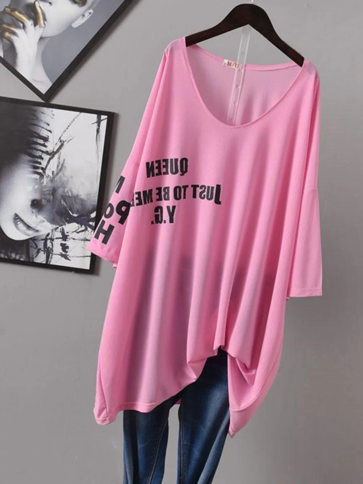American Style plus Size Loose Fit Short Sleeve T-Shirt for Heavy Sister 300 Pounds Extra Large Size Casual Printed Women's Top